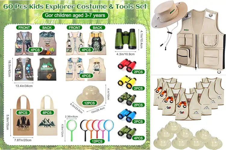 Detailed view of Best Safari Vest And Hat Sets For Kids
